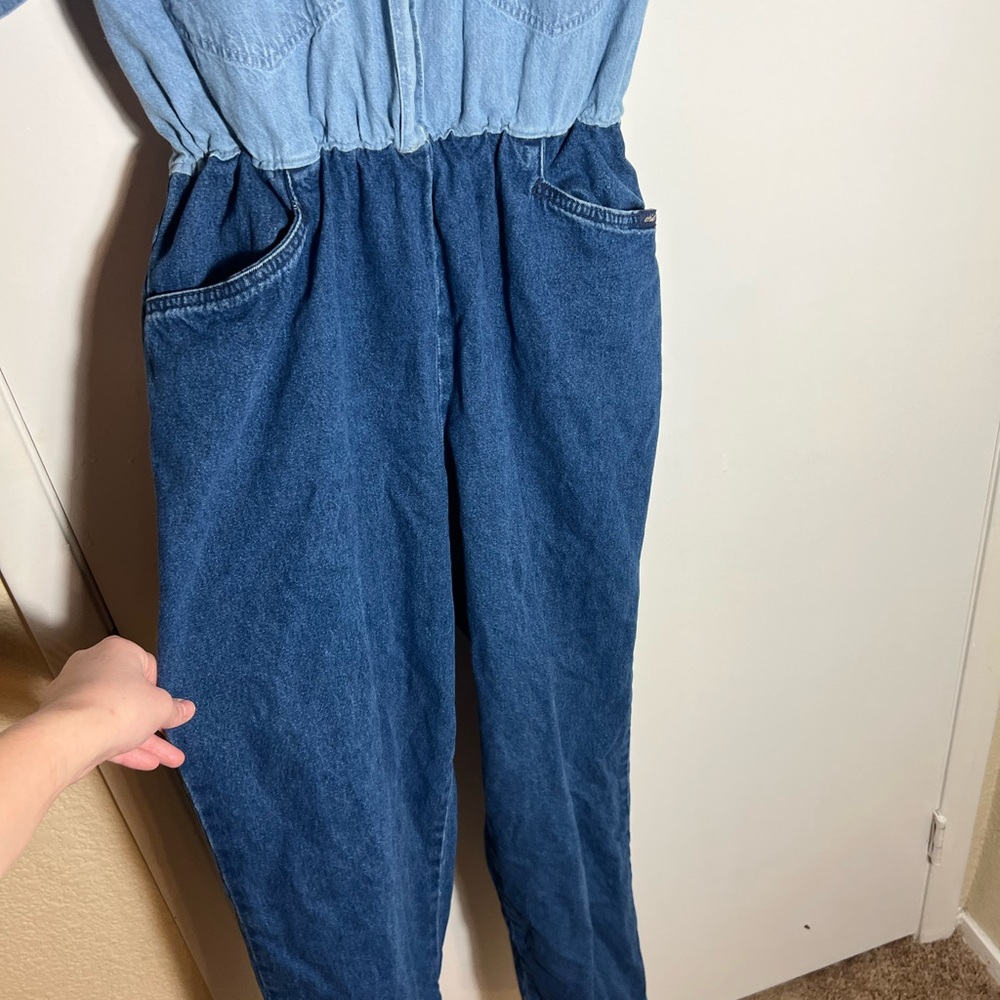Dual colored denim jumpsuit - Picture 5 of 11